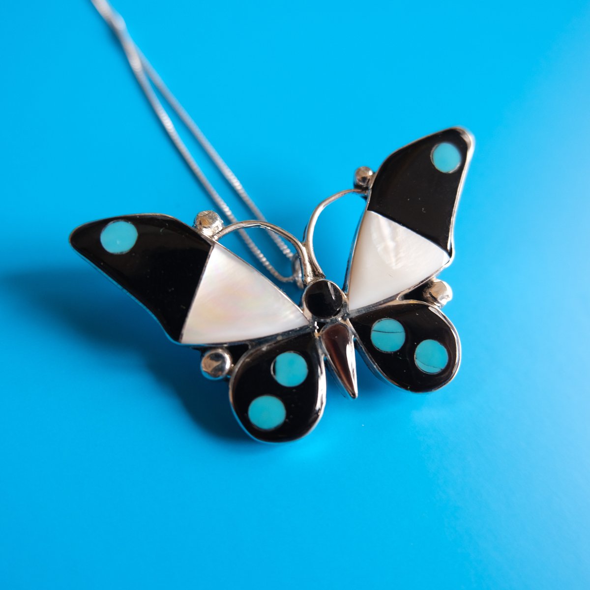 1970s Zuni butterfly motif necklace ズニ族 1970s Zuni butterfly motif necklace ズニ族 ZUNI / butterfly necklace