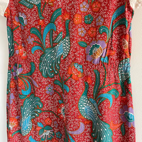 60~70s “liberty house” no-sleeve cotton print dress