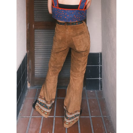 leather flare pants with tyrol tape