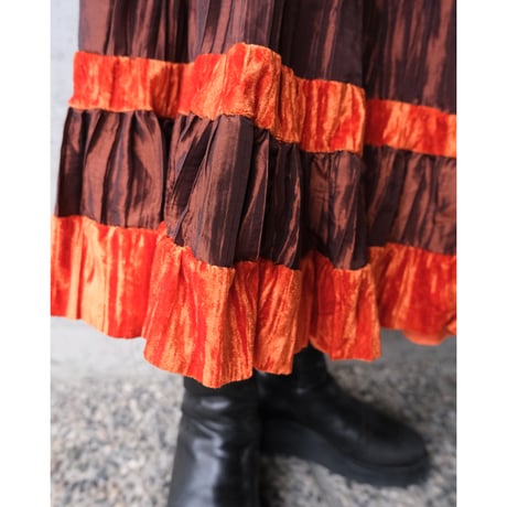 tired skirt / brown × orange