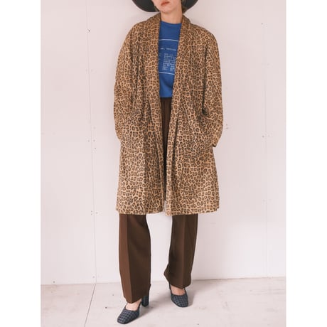 leopard leather coat / made in USA