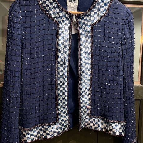 lamé×beads silk jacket