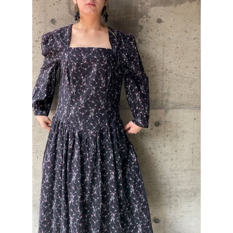 70s square neck mini dress