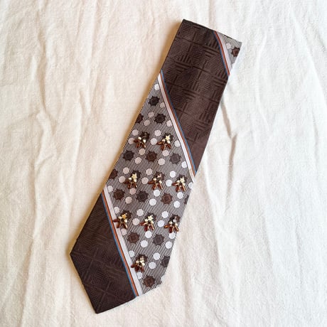 "繕う" collaboration beads embroidery necktie "retro brown × ⭐︎"