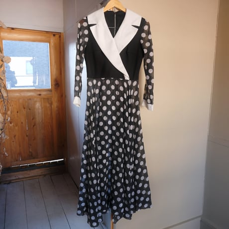 70s vintage / see-through polka dot dress
