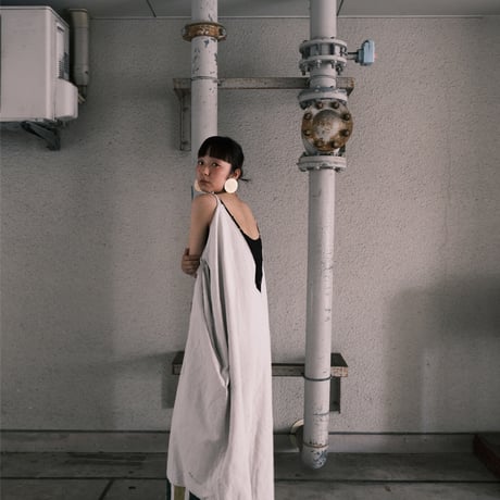 eski.  original remake linen dress / white / hand paint