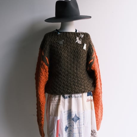 orange × brown hand knit