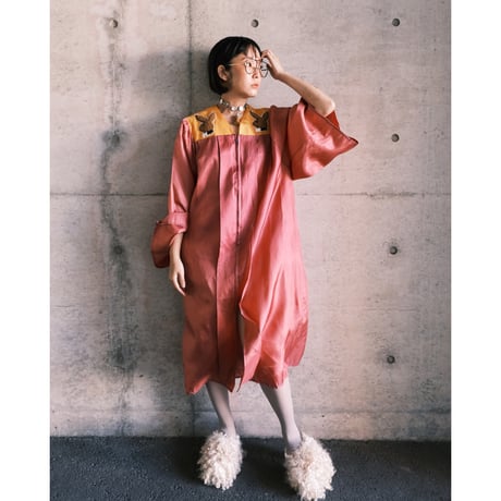 eski. remake / acetate gown with rabbit patch