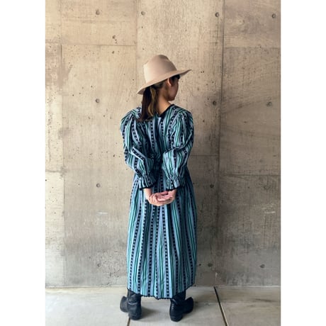 stripe tyrolean dress (blk×blu)