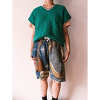 hand knit vest / green