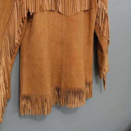 60-70s vintage leather jacket with fringe