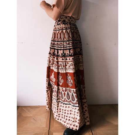 ethnic design wrap skirt / elephant