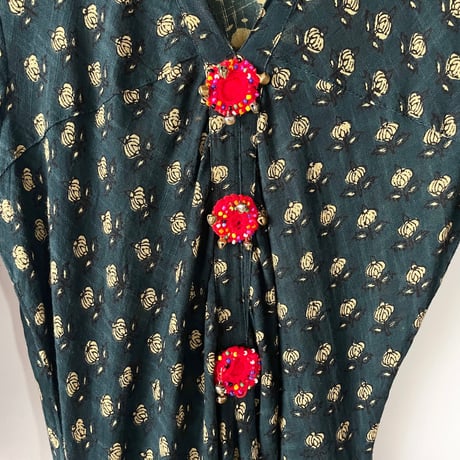 ponpon×flower dress with bell