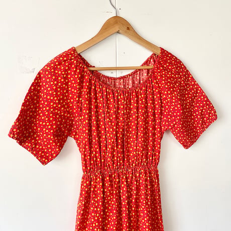 hand made dress “red×yellow flower”