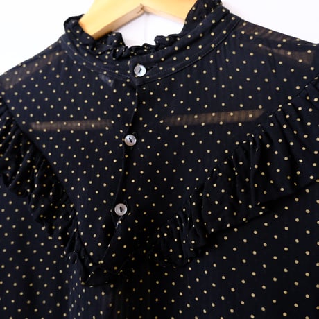 see-through dot frill blouse