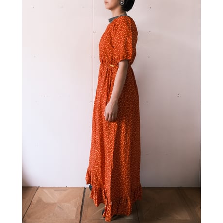 hand made dress “red×yellow flower”