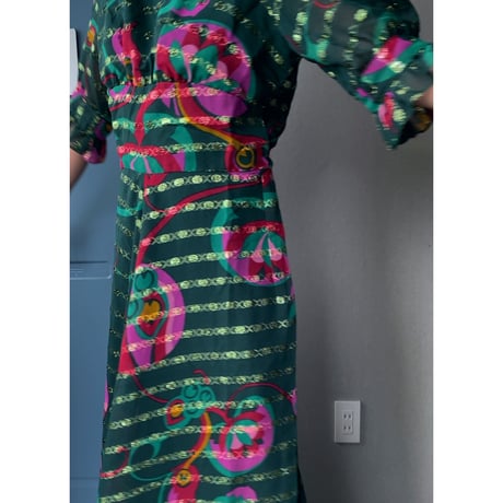 unknown / old long dress (green×gold)