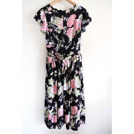 flower rayon dress “black”