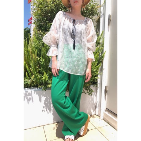 vtg yves saint laurent / flower paint silk organdie blouse