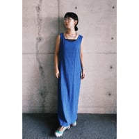 no-sleeve flower designed blue dress