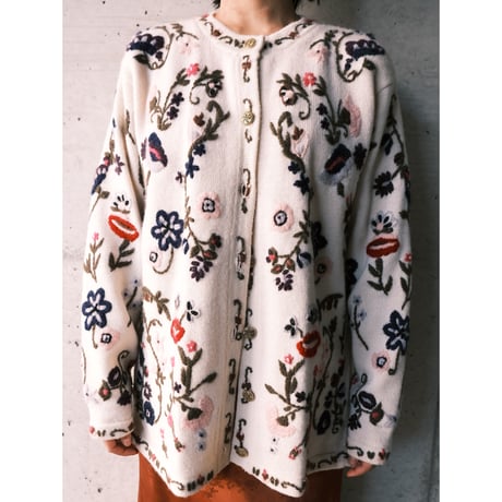 flower embroidery knit cardigan