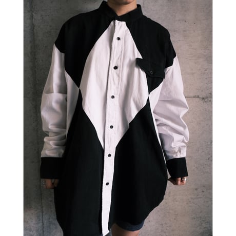 monotone stand collar shirt