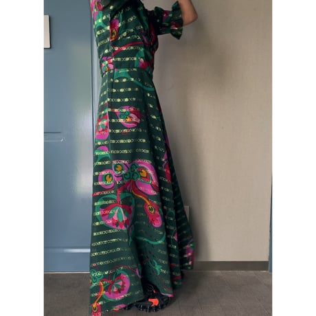 unknown / old long dress (green×gold)