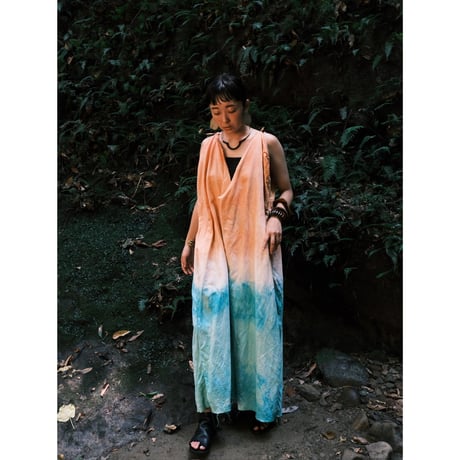 eski.  original dress / overdye "orange×green"