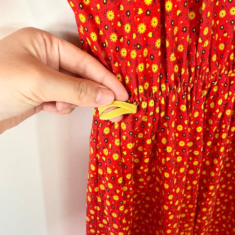 hand made dress “red×yellow flower”