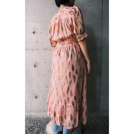 leaf motif wrap dress