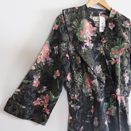 floral print black wrap dress