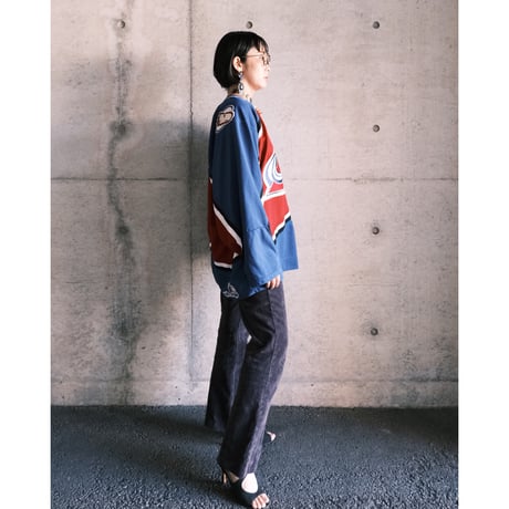 corduroy flare pants "navy"