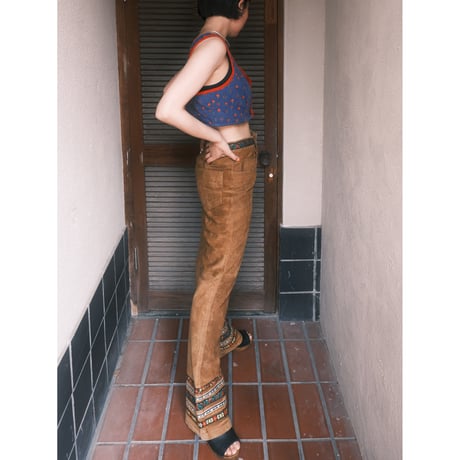 leather flare pants with tyrol tape