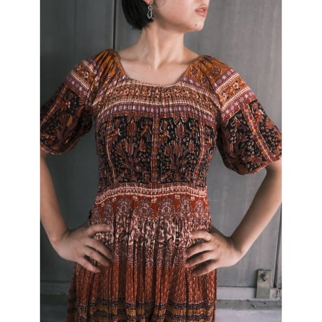 paisley shirring dress