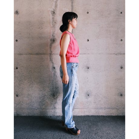 60-70s back button linen tops