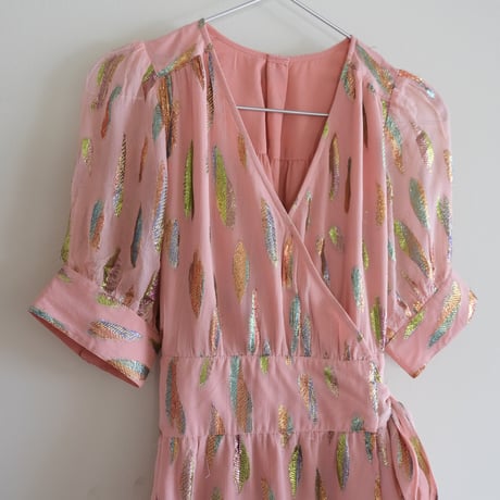 leaf motif wrap dress