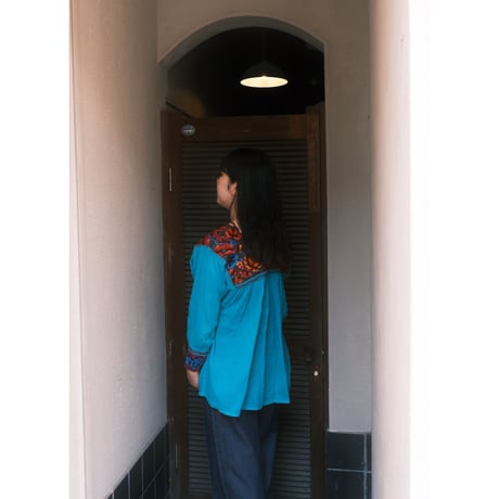 embroidery turquoise blue blouse