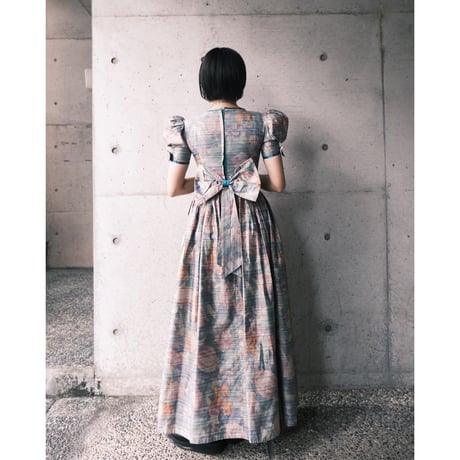 tulip motif lame dress