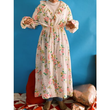 〜70's flower print frill dress