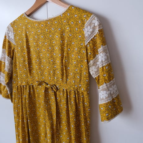70s cotton dress / yellow