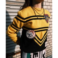 cheer knit with wappen / yellow × black