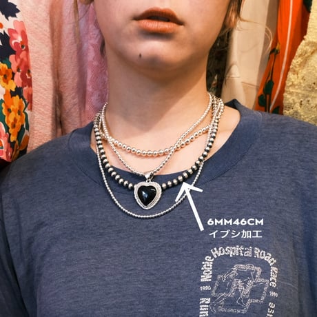 navajo perl / oxidized silver / 6mm46cm