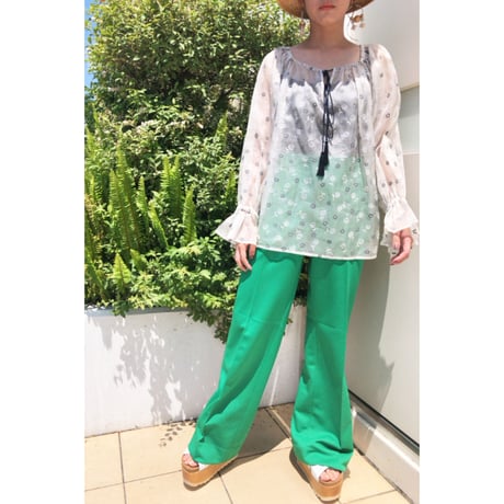 vtg yves saint laurent / flower paint silk organdie blouse