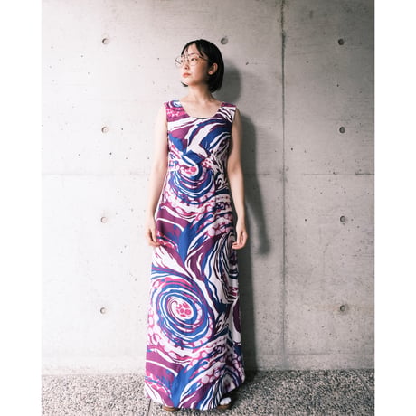 70s Hawaiian designed dress “purple×blue”