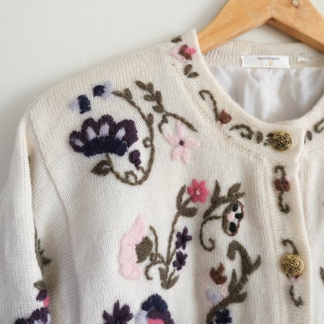 flower embroidery knit cardigan