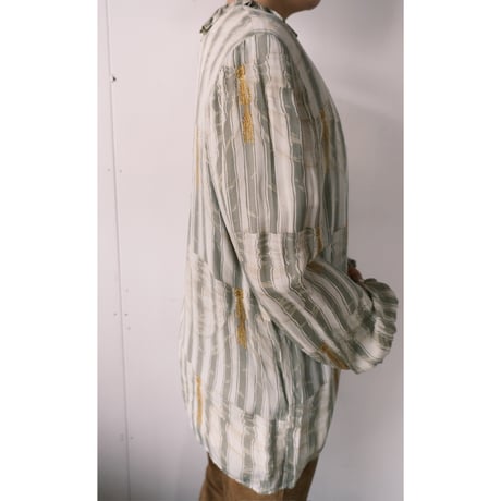 frill blouse with gold buttons