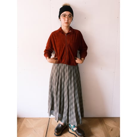 pleats check skirt