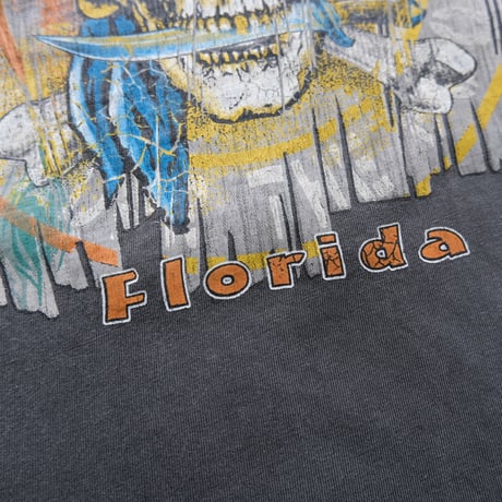 skull print no sleeve tee / black
