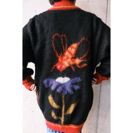 flower knit cardigan / mohair