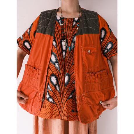 〜70s hunting vest / orange / made in Hongkong